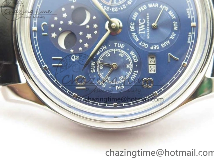 MIROTIME 0523 Portugieser Perpetual Calendar IW503401 V9F 1:1 Best Edition Blue Dial on Black Leather Strap A Contemporary 7114